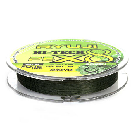 Ryuji Hi-Tech X8 150m 0.08mm Green İp Misina Standart-0.17