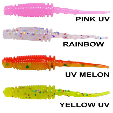 Ryuji Rock Worm 4cm Kokulu Silikon Yem (12 adet) UV MELON-Standart