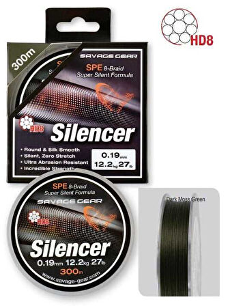 Savage gear HD8 Silencer Braid 300 mt Green Örgü İp 0,36 mm