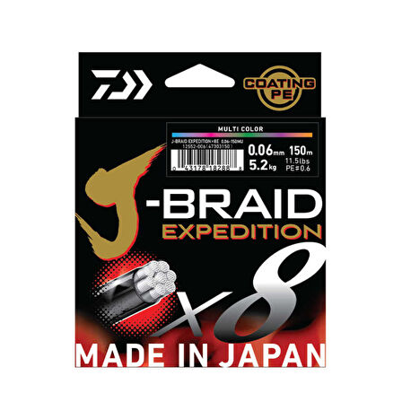 JBRAID EXPEDITION 8 BRAID 150M, SMASH ORANGE, İP MİSİNA Standart-0,10MM
