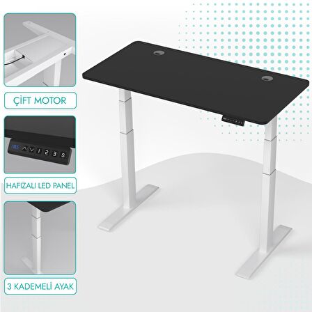 O-Flex Duo Çift Motorlu Elektrikli Yükseklik Ayarlı Masa - 180x80 - Siyah