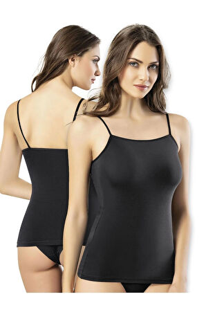 İp Askılı Siyah Kadın Atlet