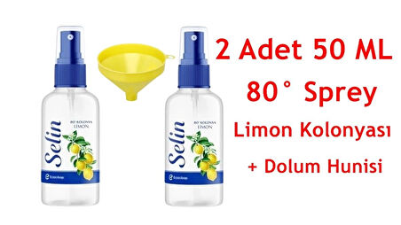 Selin 5 Lt Limon Kolonyası + 2 Adet 50 ml Sprey Şişe ve Dolum Hunisi