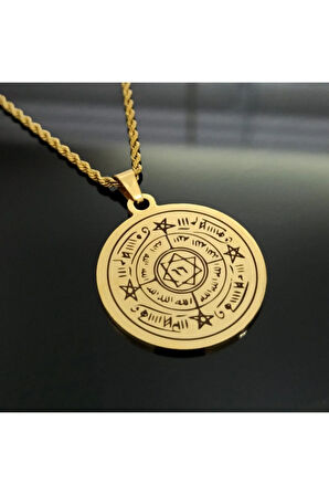 Celcelutiye Ve Ismi Azam Vefki Esma Altın Kaplama Çelik Kolye Zincir Cklcelcelut-alt