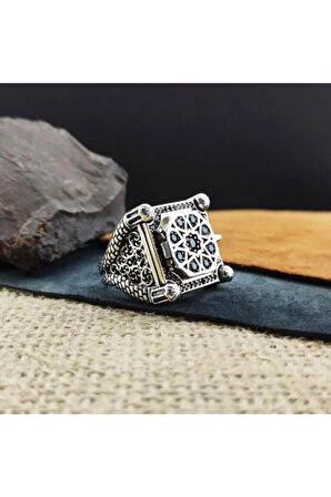 Mikro Zirkon Taşlı Erkek Gümüş Yüzük Gyzgmsgumsc