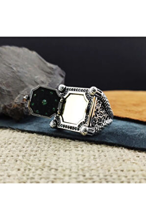 Mikro Zirkon Taşlı Erkek Gümüş Yüzük Gyzgmsgumsc