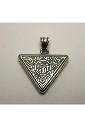 Allah Yazılı Içerisinde Cevşen Bulunan Gümüş Muska Erkek Kolye Zincir