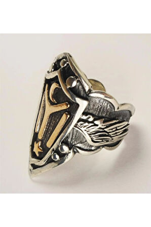 Diriliş Ertuğrul Iyı Motifli Gümüş Erkek Zihgir Yüzük