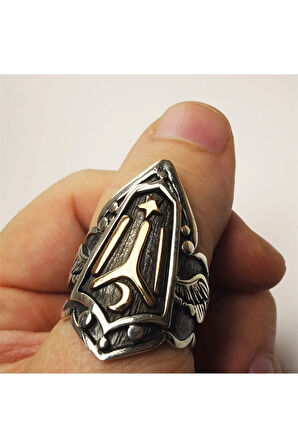 Diriliş Ertuğrul Iyı Motifli Gümüş Erkek Zihgir Yüzük