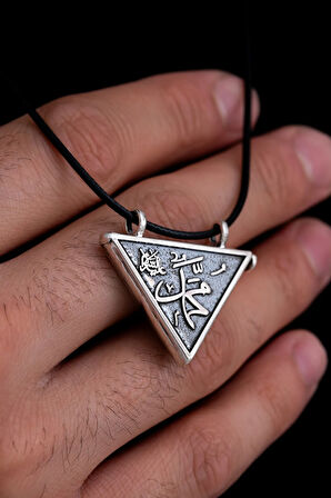 Allah Ve Muhammed Yazılı Çift Taraflı Gümüş Muska Haznesi Küçük Boy