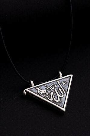 Allah Ve Muhammed Yazılı Çift Taraflı Gümüş Muska Haznesi Küçük Boy