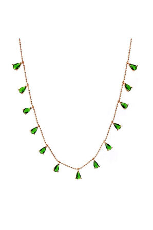 Zümrüt Taşlı Kadın Gümüş Kolye