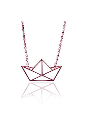 Kağıt Gemi Bayan Gümüş Kolye Rose (Bronz)