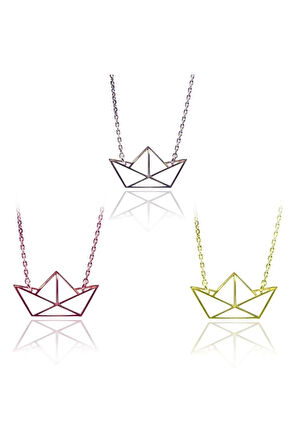 Kağıt Gemi Bayan Gümüş Kolye Rose (Bronz)