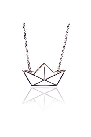 Kağıt Gemi Bayan Gümüş Kolye Rose (Bronz)