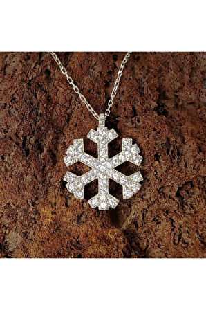 Kadın Gümüş Kar Tanesi Kolye