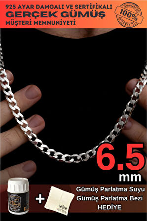 6,5mm Gurmet Model 925 Ayar Gümüş Erkek Kadın Kolye Zincir 2472532776430