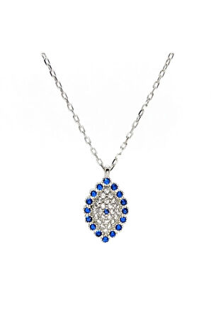 Safir Taşlı Mekik Kadın Gümüş Kolye