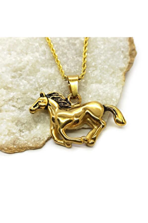 Kadın At Figür Çelik Burma Zincirli Kolye Cklatlfıgur-alt