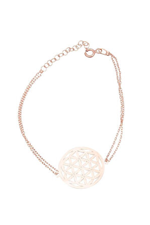 Rose Yaşam Çiçeği Model 4 Kadın Gümüş Bileklik Gblysmccgm4-ros