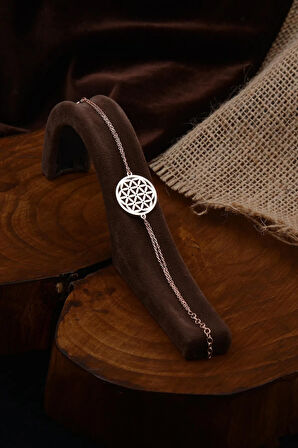 Rose Yaşam Çiçeği Model 4 Kadın Gümüş Bileklik Gblysmccgm4-ros