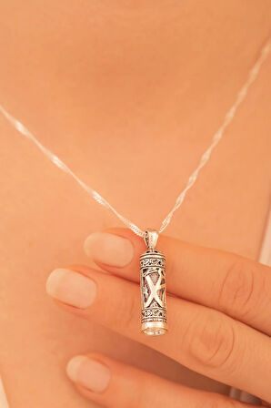 Hz.muhammed Yazılı Kadın Gümüş Muska Cevşen Kolye