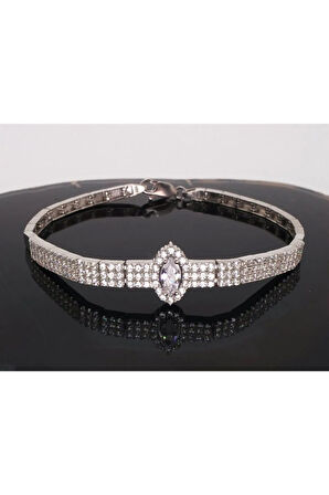 Elips Su Yolu Gümüş Bileklik