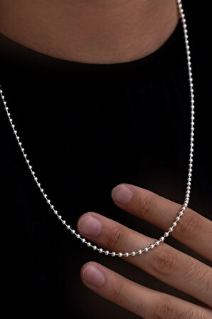 Erkek Gümüş Kolye - 2,5mm Top Zincir Model 925 Ayar Gümüş Erkek Kolye Zincir 24007980414