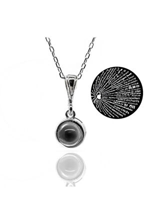 Kadın Gümüş Kolye - 100 Dilde Seni Seviyorum Yazılı Gümüş Kolye