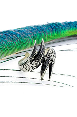 Çift Zülfikarlı Erkek Gümüş Yüzük