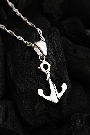 Gemi Çapası Gümüş Kadın Kolye Küçük Boy