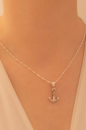 Gemi Çapası Gümüş Kadın Kolye Küçük Boy