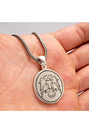 Çift Başlı Kartal Erkek Gümüş Kolye Zincir