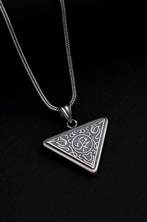 Muhammed Yazılı Içerisinde Cevşen Bulunan Gümüş Muska Erkek Kolye Zincir