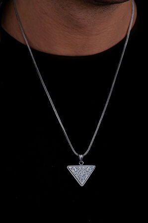 Muhammed Yazılı Içerisinde Cevşen Bulunan Gümüş Muska Erkek Kolye Zincir