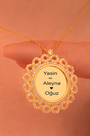 Kişiye Özel İsimli Altın Kaplama Sonsuzluk Gümüş Kolye