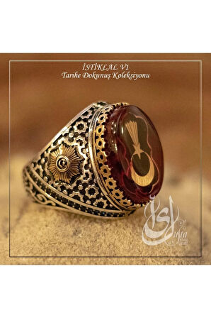 İslam Usta Tasarımı Özel Ay Yıldız Istiklal Model 1 Gümüş Erkek Yüzük