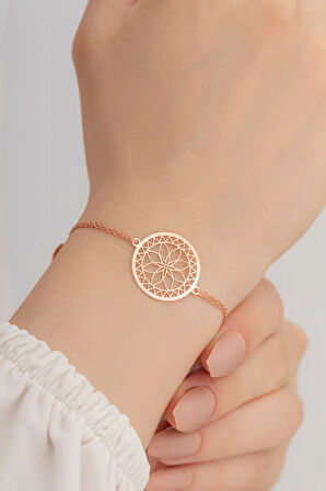 Rose Lotus Çiçeği Model Kadın Gümüş Bileklik Gblltsccgm1-ros