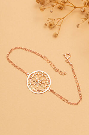 Rose Lotus Çiçeği Model Kadın Gümüş Bileklik Gblltsccgm1-ros