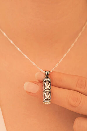 Hz Ali Çift Zülfikarlı Gümüş Cevşen Kolye Zincir