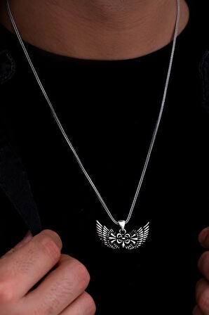 Melek Kanadı Gümüş Erkek Kolye Zincir