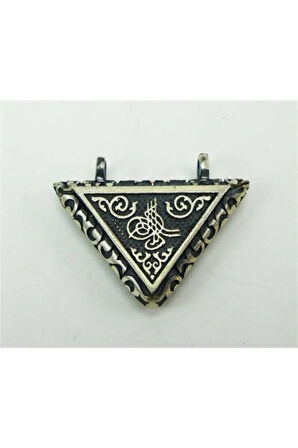 Tuğra Motifli Gümüş Kolye Cevşen Muska Küçük Boy