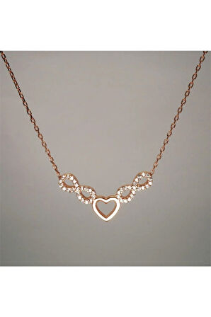 Gümüş Kadın Sonsuzluk Kalp Kolye