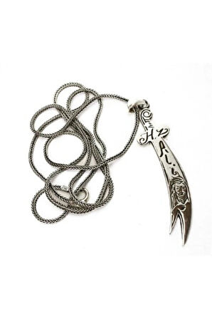 Hz.ali Zülfikar Erkek Gümüş Kolye Zincir Büyük Boy