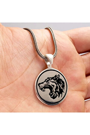 Bozkurt Figürlü Erkek Gümüş Kolye Zincir