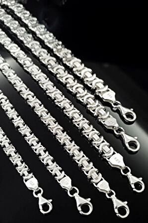 6mm 925 Ayar Gümüş Erkek Bileklik Künye Parlak Euro Kral Model