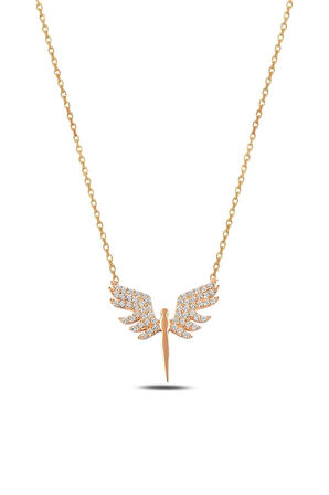 Zirkon Taşlı Rose Melek Model 2 Kadın Gümüş Kolye Gklmlkm2del-ros Rose (bronz)