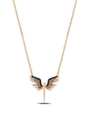 Zirkon Taşlı Rose Melek Model 2 Kadın Gümüş Kolye Gklmlkm2del-ros Rose (bronz)