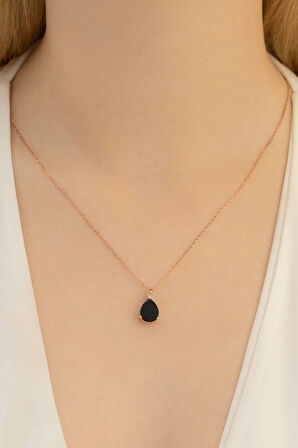 Safir Taşlı Damla Model Kadın Gümüş Kolye Gkldmltsmd3-ros