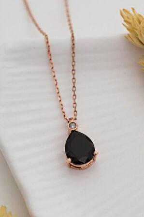 Safir Taşlı Damla Model Kadın Gümüş Kolye Gkldmltsmd3-ros